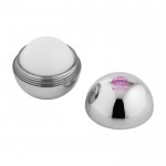 Bálsamo labial de vainilla con carcasa exterior brillante FPS 15 color plateado vista impresión tampografía