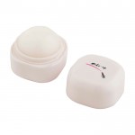 Bálsamo labial de vainilla con carcasa de plástico cuadrada FPS 15 color blanco vista impresión tampografía