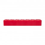 Pastillero multivitamínico con siete compartimentos etiquetados color rojo segunda vista frontal