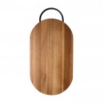 Tabla de cortar elegante de madera de acacia con cuchillo de pan color madera