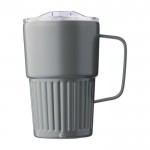 Taza take away de acero inoxidable reciclado con asa 450ml color gris primera vista