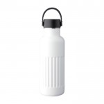 Botella de acero inoxidable reciclado tapa con asa de agarre 500ml color blanco primera vista