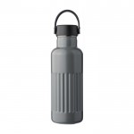 Botella de acero inoxidable reciclado tapa con asa de agarre 500ml color gris primera vista