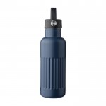 Botella de acero inoxidable reciclado tapa con asa de agarre 500ml color azul segunda vista