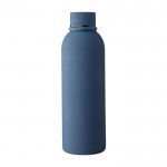 Botella de acero inoxidable reciclado con revestimiento de caucho 500ml color azul primera vista
