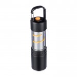 Linterna COB de aluminio con 3 funciones de luz y mosquetón primera vista
