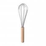 Batidor de mano de acero inoxidable con mango de madera a personalizar tercera vista