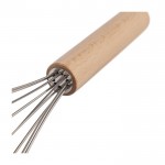 Batidor de mano de acero inoxidable con mango de madera a personalizar quinta vista