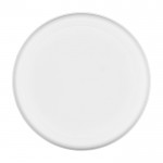 Frisbee redondo de plástico reciclado con acabado moteado color blanco segunda vista frontal