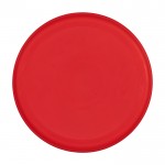 Frisbee redondo de plástico reciclado con acabado moteado color rojo segunda vista frontal