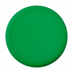 Frisbee redondo de plástico reciclado con acabado moteado color verde segunda vista frontal