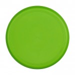Frisbee redondo de plástico reciclado con acabado moteado color verde lima segunda vista frontal