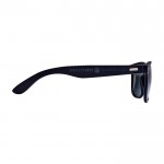 Gafas de sol retro con patillas de bambú y revestimiento negro color negro vista lateral con logo 2