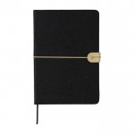 Libreta de fieltro reciclado con cierre elástico hojas a rayas A5 color negro primera vista