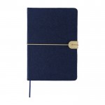 Libreta de fieltro reciclado con cierre elástico hojas a rayas A5 color azul primera vista