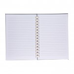 Libreta de RPET con espiral de cartón blanco hojas a rayas A5 cuarta vista
