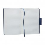 Libreta de PU reciclado con hojas a rayas A5 y bolígrafo tinta azul octava vista