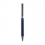 Bolígrafo roller giratorio de latón y RPET personalizable tinta azul color azul primera vista