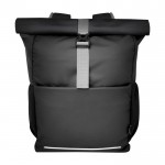 Mochila roll-up impermeable de poliéster reciclado para PC de 15” color negro segunda vista