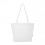 Bolsa de poliéster reciclado multiusos con cremallera principal color blanco segunda vista frontal