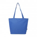 Bolsa de poliéster reciclado multiusos con cremallera principal color azul real segunda vista frontal