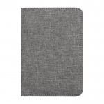 Porta pasaportes RFID de poliéster reciclado con bolsillos especiales color gris jaspeado tercera vista frontal