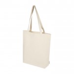 Bolsa de algodón orgánico con base ancha y asas largas 180 g/m2 y 11L color natural