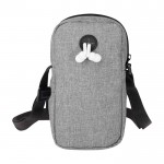 Funda para móvil de poliéster reciclado con correas ajustables color gris jaspeado segunda vista trasera