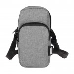 Funda para móvil de poliéster reciclado con correas ajustables color gris jaspeado segunda vista frontal