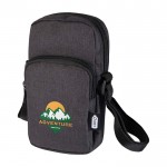 Funda para móvil de poliéster reciclado con correas ajustables color gris oscuro vista impresión transfer