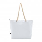 Bolsa de playa de poliéster reciclado con asas de cordón 23L color blanco segunda vista trasera