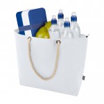 Bolsa de playa de poliéster reciclado con asas de cordón 23L color blanco tercera vista