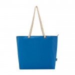 Bolsa de playa de poliéster reciclado con asas de cordón 23L color azul real tercera vista frontal