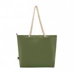 Bolsa de playa de poliéster reciclado con asas de cordón 23L color verde oliva segunda vista trasera