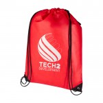 Mochila de cuerdas non-woven duradero y resistente al desgarro 5L color rojo vista impresión serigrafía