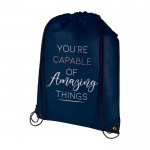 Mochila de cuerdas non-woven duradero y resistente al desgarro 5L color azul marino vista impresión serigrafía