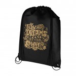 Mochila de cuerdas non-woven duradero y resistente al desgarro 5L color negro vista impresión serigrafía