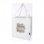 Bolsa multiusos de poliéster reciclado con base de apoyo 29L color blanco vista impresión serigrafía