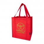 Bolsa multiusos de poliéster reciclado con base de apoyo 29L color rojo vista impresión serigrafía