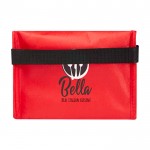 Bolsa térmica de non-woven reciclado para 6 latas y capacidad 4L color rojo vista impresión serigrafía