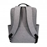 Mochila de poliéster reciclado con compartimento para PC 15” color gris jaspeado segunda vista trasera