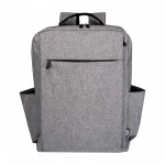 Mochila de poliéster reciclado con compartimento para PC 15” color gris jaspeado segunda vista frontal
