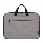 Maletín para portátil de poliéster reciclado y forro de RPET 2 en 1 color gris jaspeado segunda vista frontal