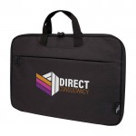 Maletín para portátil de poliéster reciclado y forro de RPET 2 en 1 color gris oscuro vista impresión transfer
