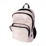 Mochila para portátil de poliéster reciclado con bolsillo PC 15” color marfil tercera vista