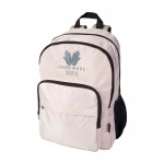 Mochila para portátil de poliéster reciclado con bolsillo PC 15” color marfil vista impresión transfer
