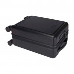 Trolley de cabina de plástico reciclado con compartimento PC 20” color negro tercera vista frontal