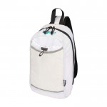 Bolsa bandolera de hidratación con tejido reciclado impermeable 6L color arena vista impresión transfer