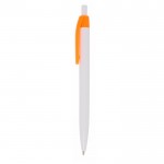 Bolígrafo de plástico con clip de color y pulsador tinta negra color naranja vista 1