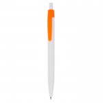 Bolígrafo de plástico con clip de color y pulsador tinta negra color naranja vista 2